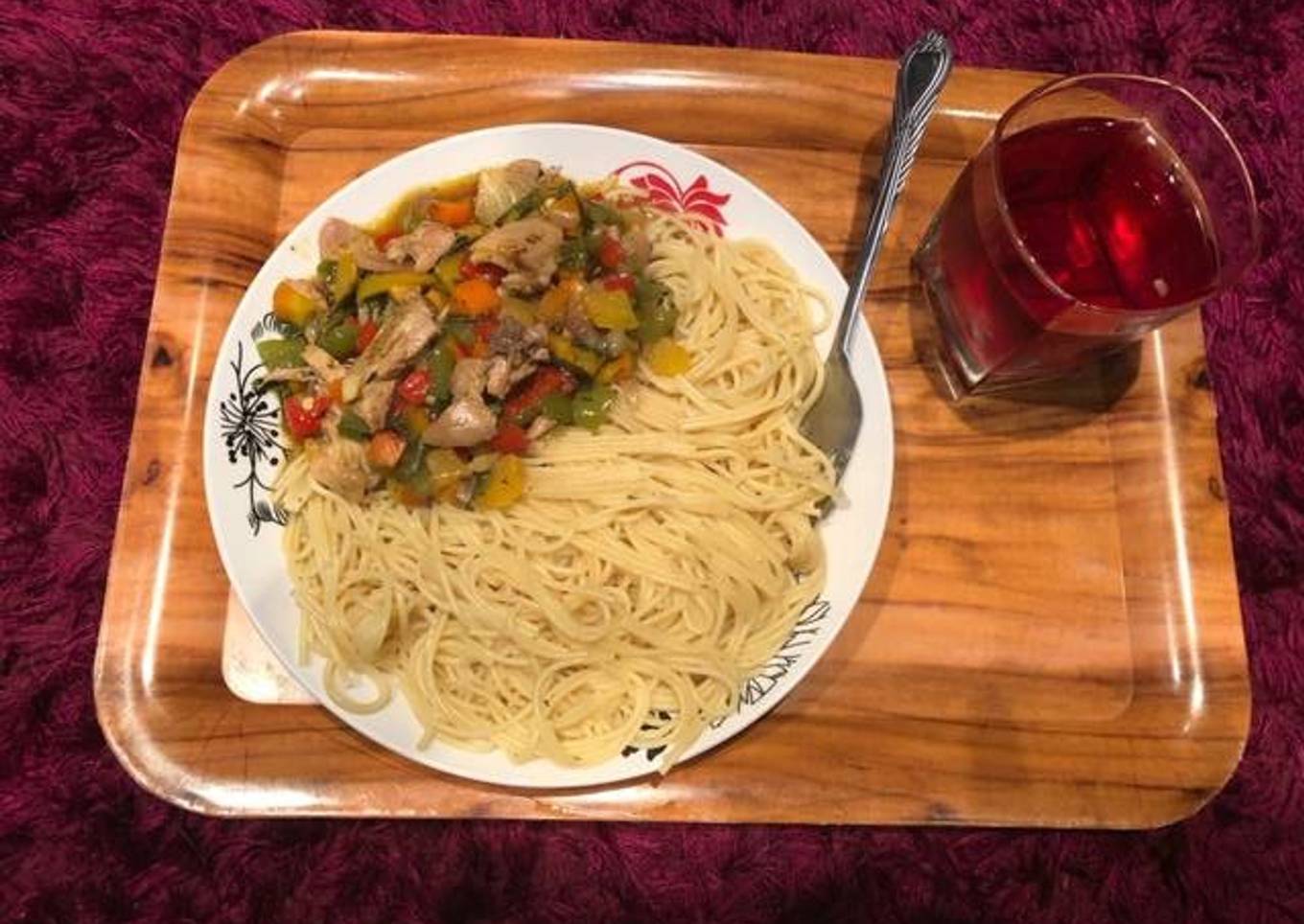 Chicken curry with pasta