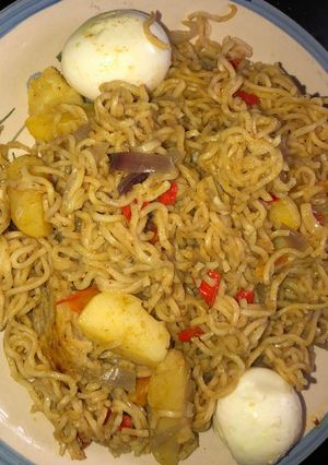 A picture of Indomie irish potatoes.