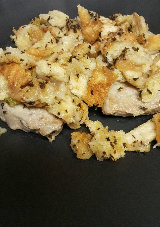 A picture of Pork Chops with Mint Stuffing.