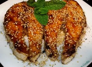 Foto principal de Salmón a la plancha con salsa Teriyaki y sésamo tostado 😋