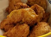 A picture of chicken cubes fried in eggs
