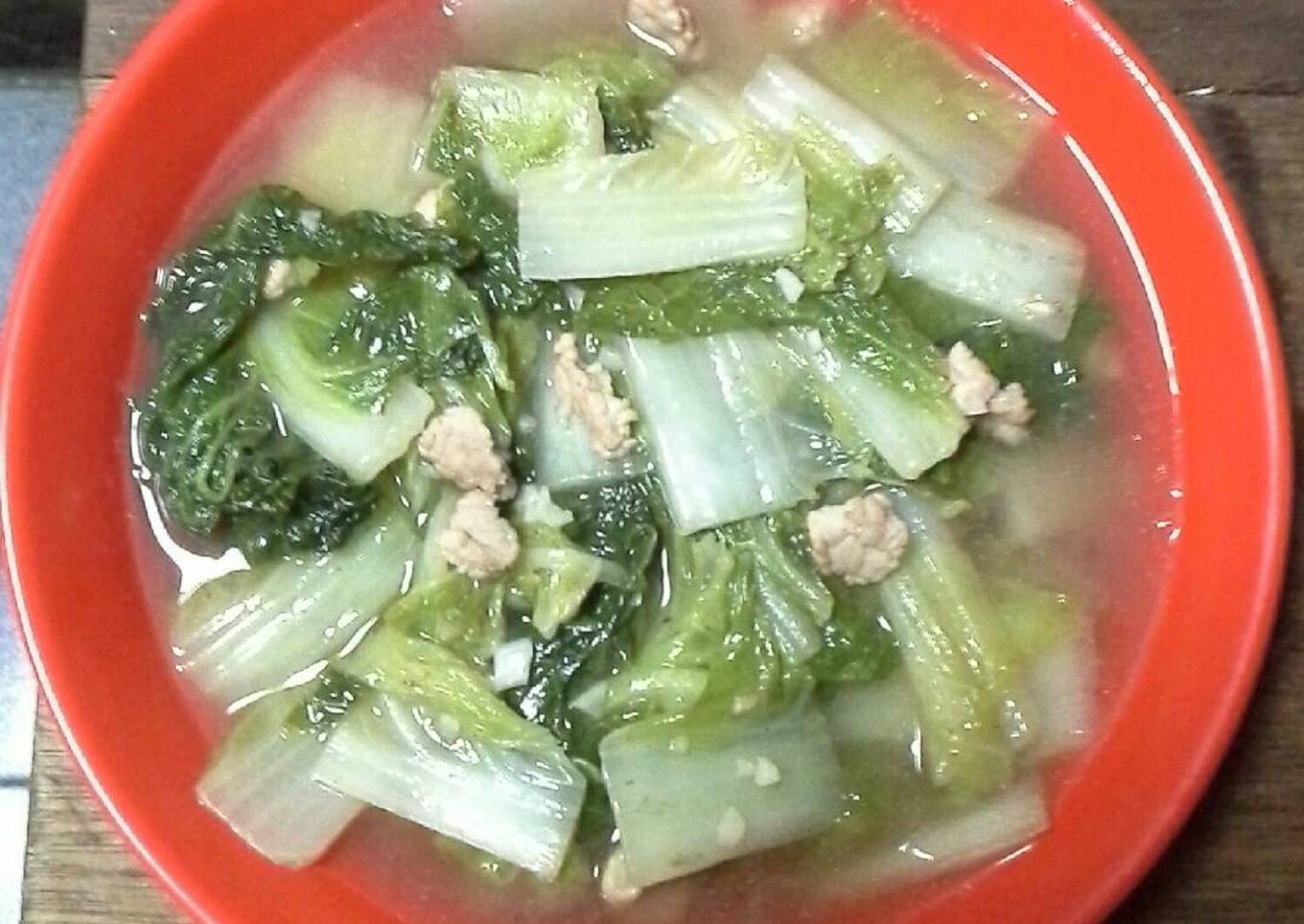 Sawi putih tumis daging saus tiram