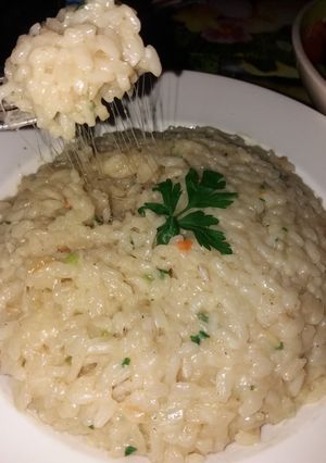 O poză a rețetei Risotto cu parmezan și verdeață.