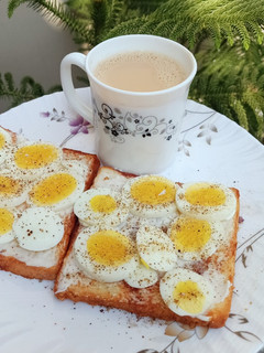 A picture of Boil Egg Sandwich 🥚🧂🍞.