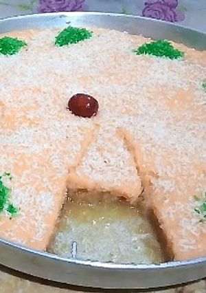صورة لوصفة بسبوسه بالكاسترد طريه وطعمها تحفففه