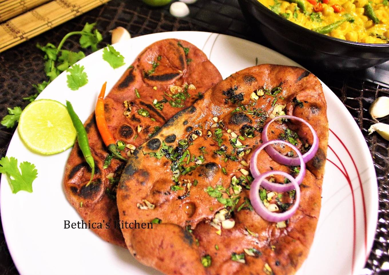 Whole Wheat Beetroot Garlic Naan
