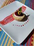 Panacota de vainilla y café con coulis de zarzamora
