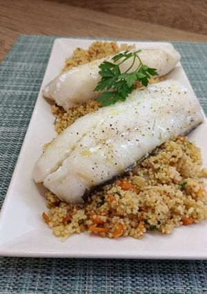 Una foto de Cuscús con bacalao al vapor