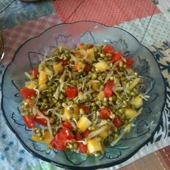 A picture of Sprout salad with assorted ingredients.
