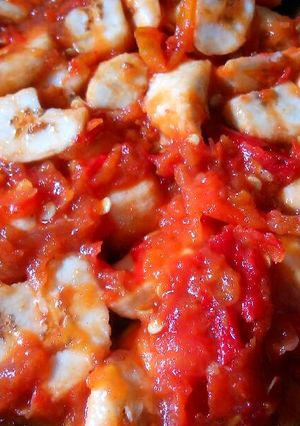 Foto resep Sambel terasi pisang muda