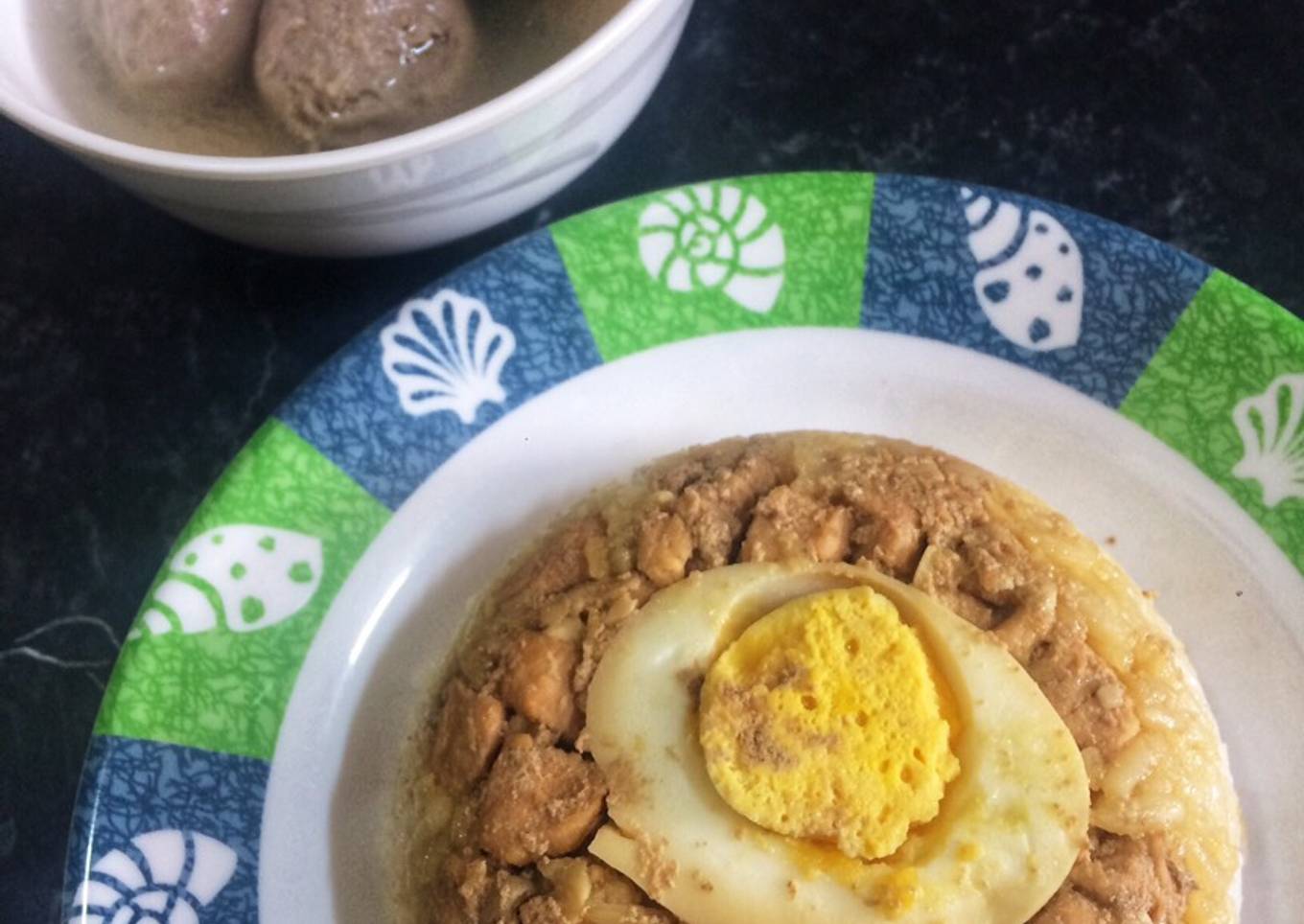 Nasi Tim Ayam + Soup Bakso