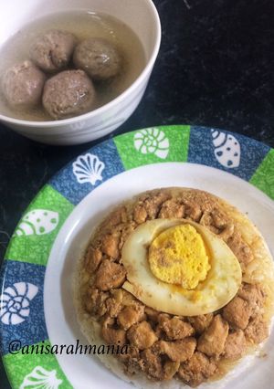 Foto resep Nasi Tim Ayam + Soup Bakso