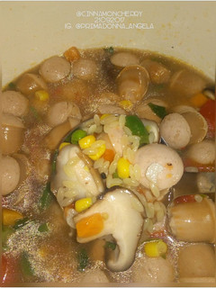 A picture of Sausage Soup with Orzo.