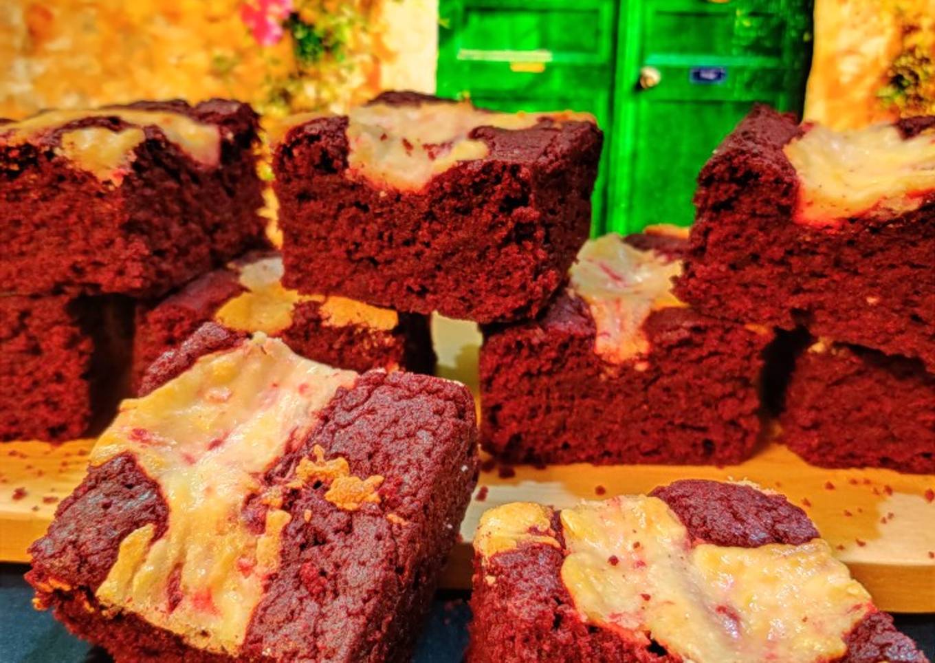 Eggless Red velvet cream cheese brownies