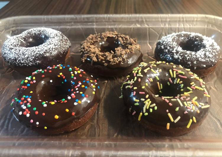 Simple Way to Prepare Ultimate Donuts with chocolate glaze (eggless)