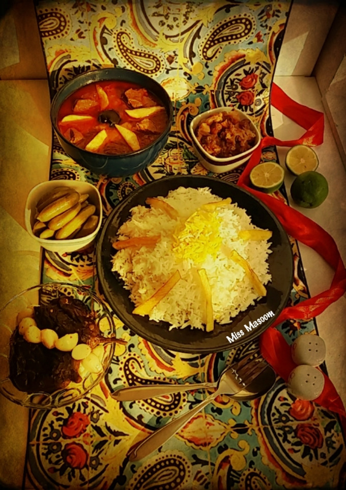 عکسی از دستور خورشت قیمه با برنج