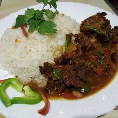 A picture of White rice n goat meat#joyofcookingladies#teamcontest#maindish.