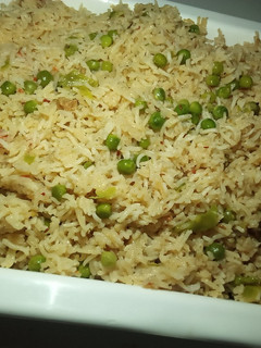 A picture of Green peas and green chillies rice.