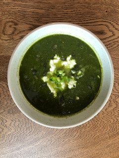 A picture of Super Greens Soup You Actually Want to Eat #Vegetarian #Vegan.