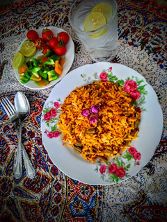 عکسی از دستور لوبیا پلو باعطر نذری وگل محمدی