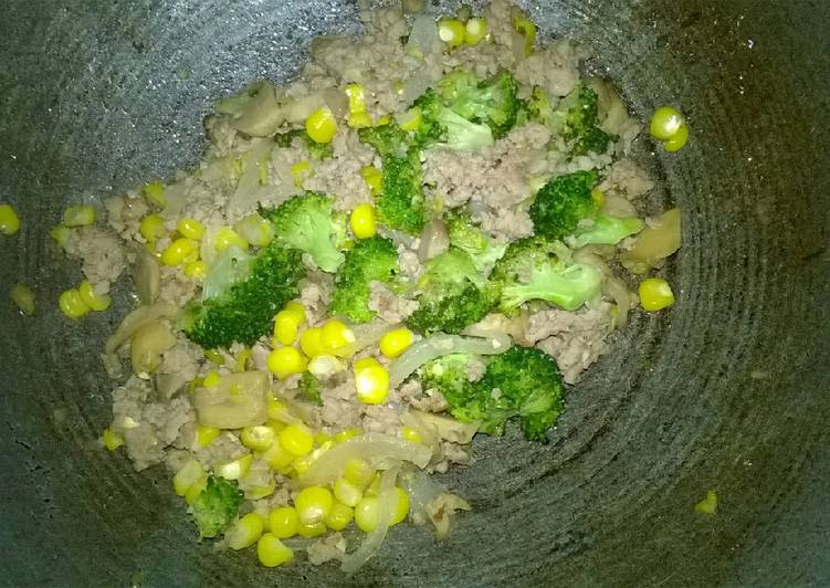 Olahan Day. 207 Tumis Daging, Brokoli, Jamur dan Jagung (12 month+) | Resep Bumbu Day. 207 Tumis Daging, Brokoli, Jamur dan Jagung (12 month+) Yang Bisa Manjain Lidah