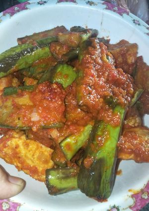 Foto resep Balado terong hijau dan tahu