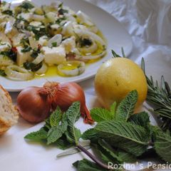 A picture of Marinated feta cheese.