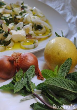 A picture of Marinated feta cheese.