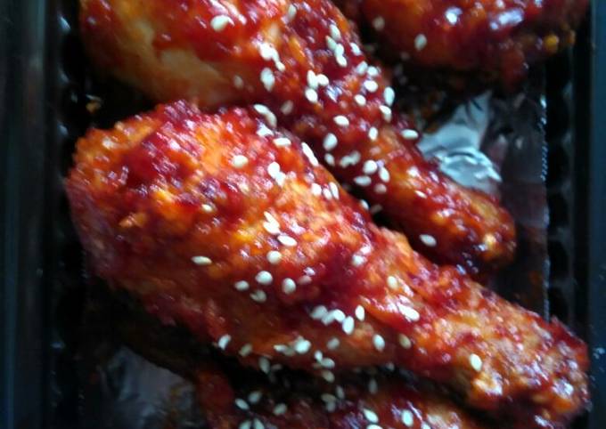 Bagaimana Membuat Ayam pedas ala korea/ Sweet, Sour and Spicy Chicken/양념통닭, Lezat