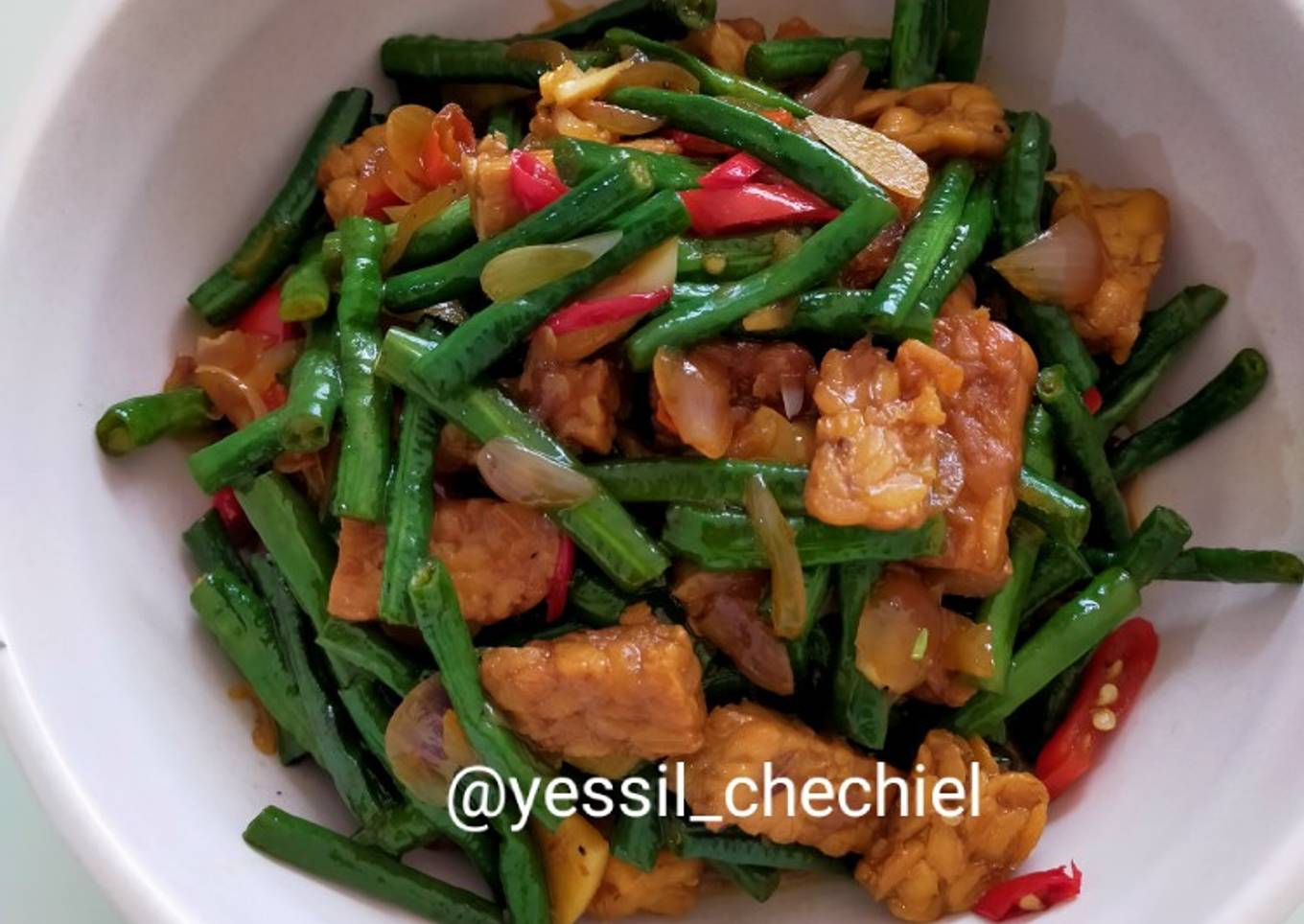 Tumis Kacang Panjang Tempe