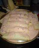Canelones de Acelga con salsa rosa y cebolla