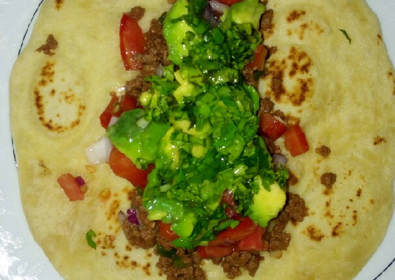 Beef tacos using homemade tortillas