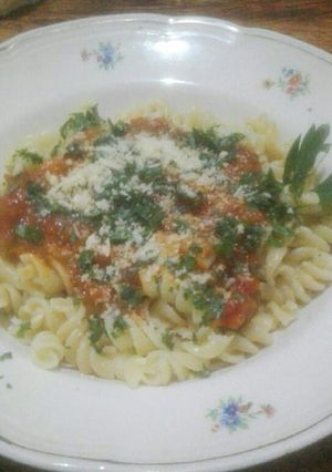 Una foto de Pasta con tomates secos 🍅