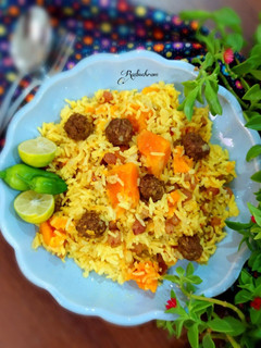 عکسی از دستور پلو کدو حلوایی