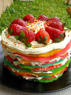 Foto resep 103. Mille Rainbow Crepes Cake Teflon