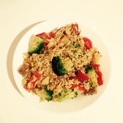 A picture of Tofu and lemongrass egg-fried rice.
