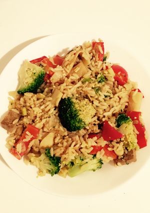 A picture of Tofu and lemongrass egg-fried rice.