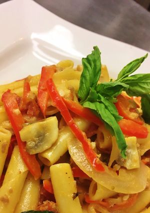 A picture of Sweet Italian Sausage Vegetable Ziti.