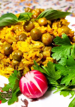 عکسی از دستور "پلو نخود فرنگی" ساده و سریع