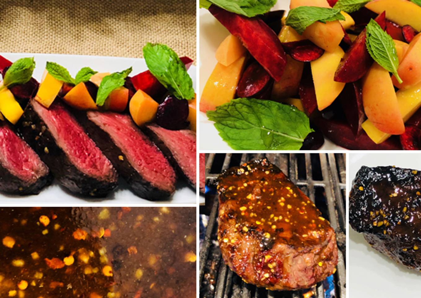 Spicy Tamarind Glazed Wagyu Top Sirloin with Stone Fruit & Mint