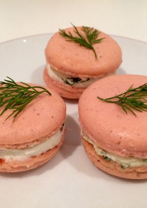 A picture of Salmon, Cream Cheese, and Dill Macarons.