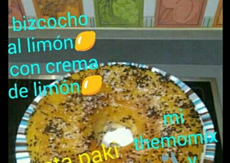 Bizcocho con alm铆bar y 馃崑con crema de lim贸n馃崑en la Thermomix 馃挔