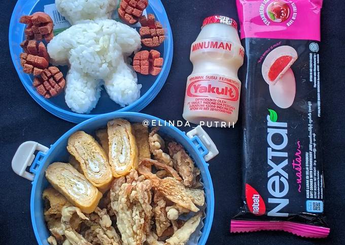 Resep Bekal Anak Sekolah (nasi+telur Gulung +sosis+jamur Krispi+snack ...