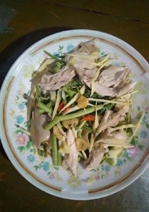 Hình của món Gỏi gà rau nhút.