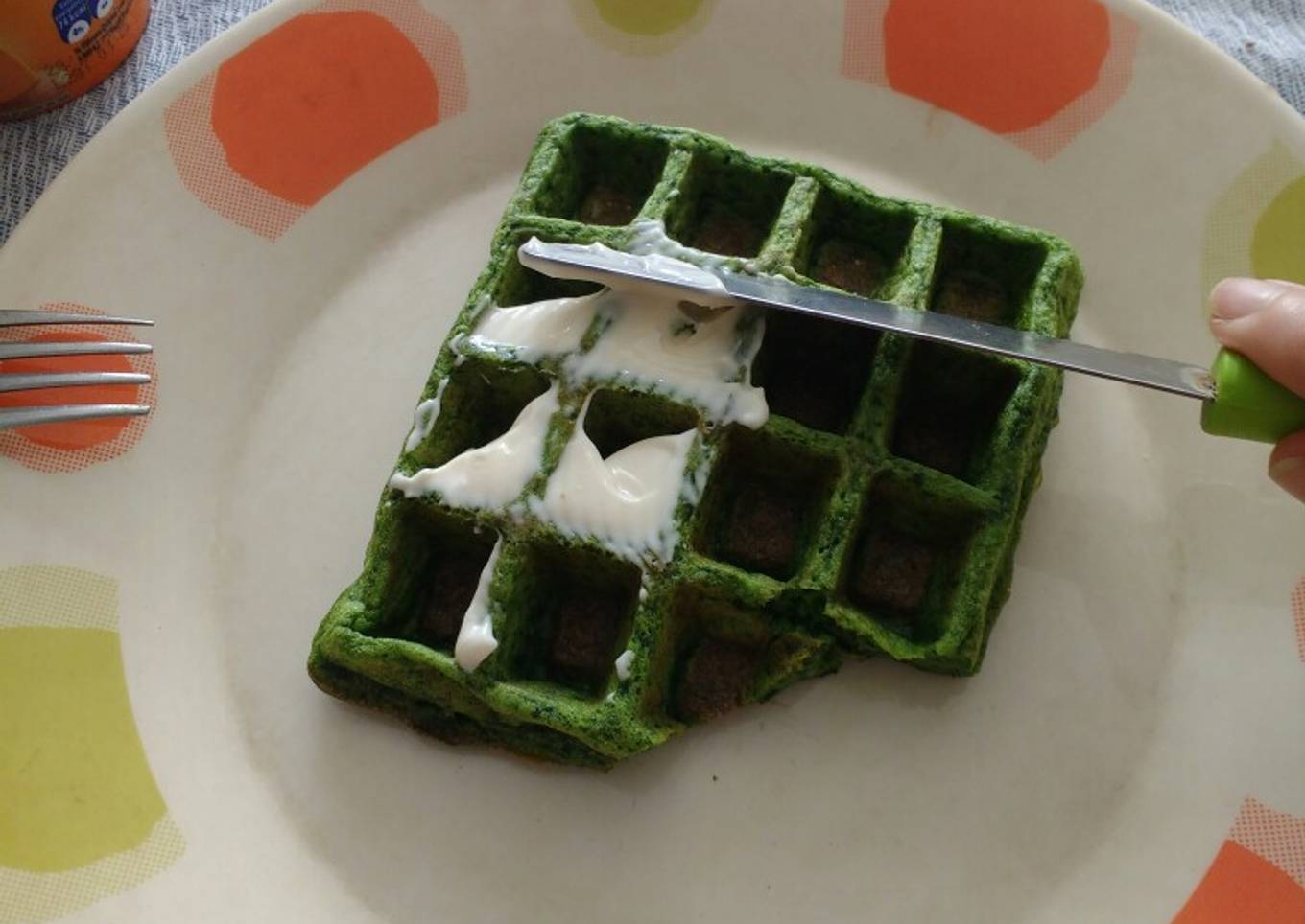 Waffles de espinaca