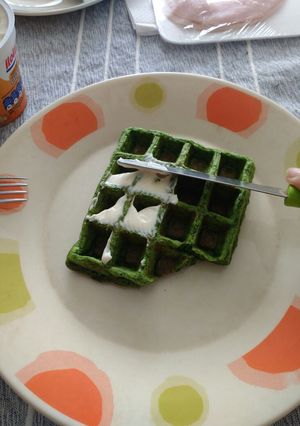 Una foto de Waffles de espinaca
