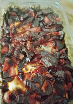 Una foto de Tarta riquísima de remolacha y lentejas