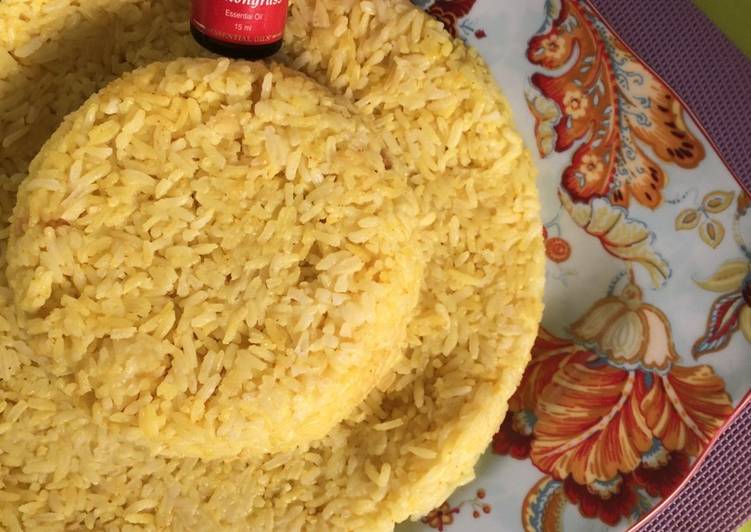 Nasi Kuning Lemongrass Young Living EO Masak di Rice Cooker