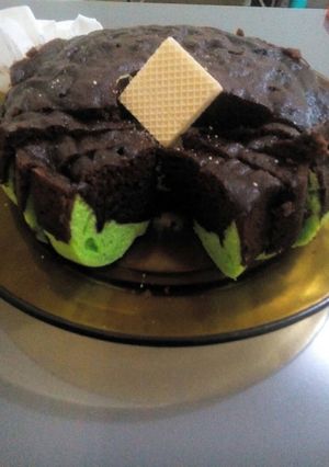 Foto resep Bronies pandan coklat simple no mixer tetap lembut.