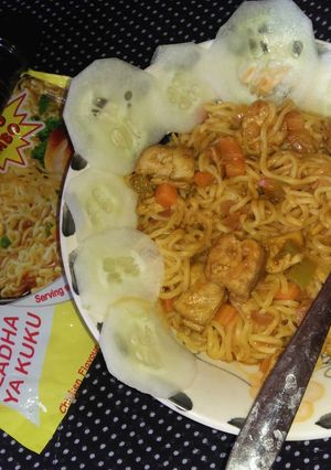 A picture of Indomie and tuna stir fry #noodlesrecipecontest.